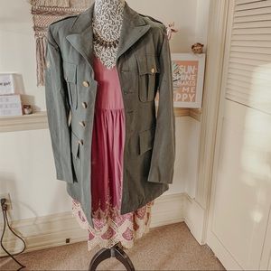 Unisex Vintage Military Green Coat SZ L